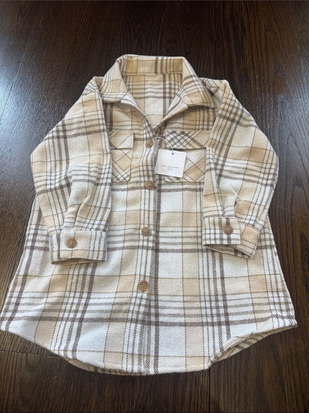 Kiddin around Kids Plaid Button-Up Shirt Jacket - Beige & Cream